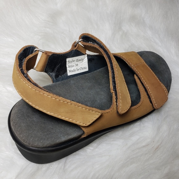 Leather Orthopedic Matplus Velcro Emily Sandal Tan - Picture 4 of 8